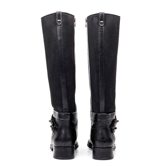 Coach Women Essex Black Leather Riding Equestrian Zip Knee Boots sz 7 - Picture 3 of 8